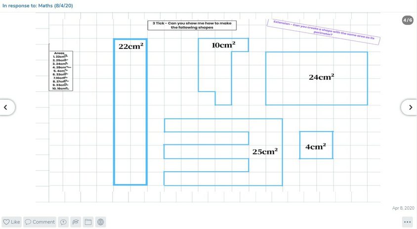 Year 5 maths lesson on areas of shapes